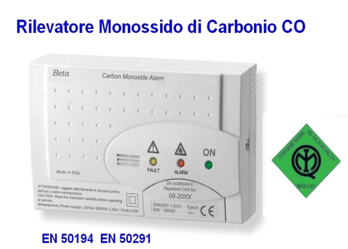 Rilevatore Monossido di Carbonio CO certificato